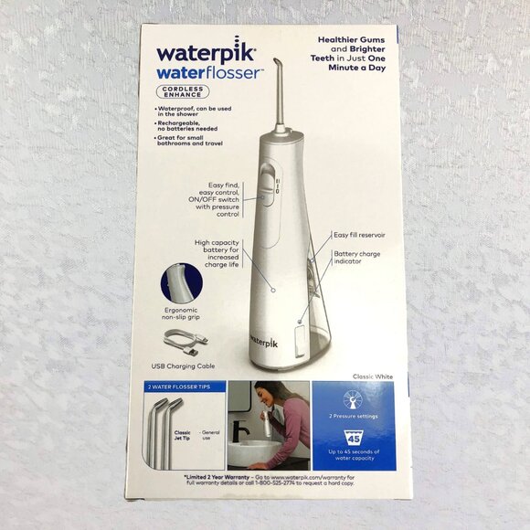 Waterpik waterflosser White Cordless Enhance Handheld Rechargeable High Capacity - Picture 5 of 12